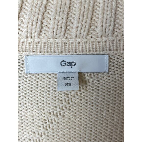 Gap Cream Open Chunky Knit Moto Jacket Zipper Closure Women's Size X-Small - Picture 3 of 6